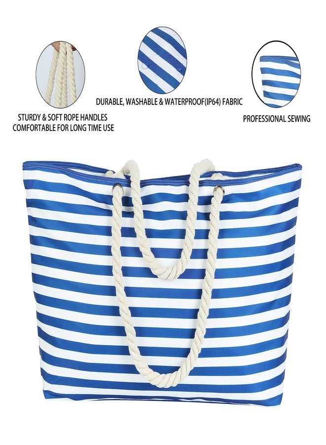 KUAK Beach Bags for Women Extra Large Beach Tote Bag with Top Zipper, 3 Inner Pockets Waterproof Sandproof Swim Pool Bag - Image 5